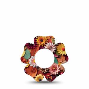 ExpressionMed 3D Floral Freestyle Libre 2 Flower Shape Tape, Abbott Lingo,  Single Tape Paper Craft Art Fall Leaves, Fixing Ring Tape CGM Design