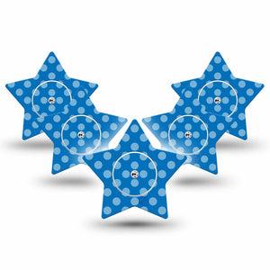 ExpressionMed Blue Polka Dots Freestyle Libre 2 and Libre 2 Plus Star Shape Tape, Abbott Lingo, 5-Pack Tape and 5-Pack Sticker Adorabel Polka Dots, Adhesive Tape CGM Design