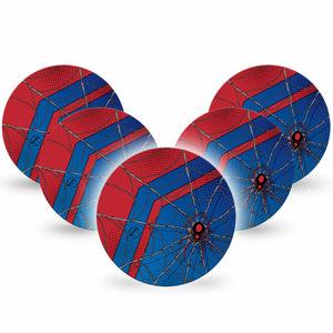 ExpressionMed Spider Man Freestyle Libre and Libre 2 Plus Overpatch, Abbott Lingo, 5-Pack Tape Classic Spiderman Pattern, Fixing Ring Patch CGM Design