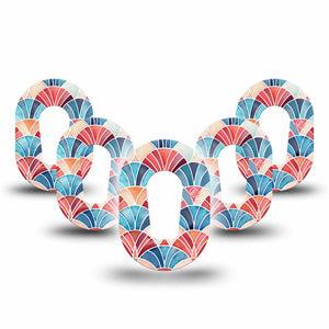 ExpressionMed Watercolor Fan Dexcom G6 Mini, 5-Pack Watercolor fan motif Waterproof Plaster for Continuous Glucose Monitor