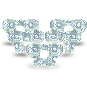 ExpressionMed Patchwork Flowers Freestyle Libre 3 and Libre 3 Plus Butterfly, 5-Pack Floral plaid Waterproof Sensor Cover for Continuous Glucose Monitor