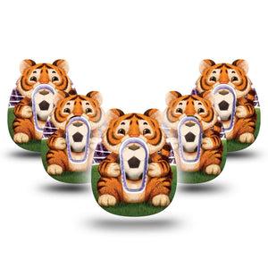 ExpressionMed Playful Tiger Dexcom G6, 5-Pack Tape and 5-Pack Sticker tiger soccer pattern Decorative Decal for CGM