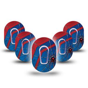 ExpressionMed Spider Man Dexcom G6 Mini Tape 5-Pack Tape and 5-Pack Sticker Friendly Neighborhood Spiderman, Adhesive Tape CGM Design