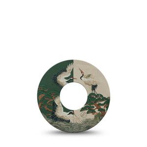 ExpressionMed Tapestry Cranes Infusion Set, 5-Pack Green and white canes trees Decorative Patch For Insulin Pump