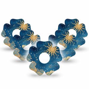 ExpressionMed Mystic Skies Freestyle Libre 3 and Libre 3 Plus Flower, 5-Pack Moody sky Sensor Cover for Continuous Glucose Monitor