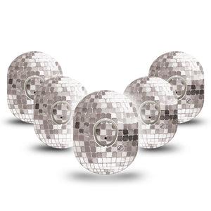 ExpressionMed Mirror Ball Dexcom G7 and Dexcom Stelo Glucose Biosensor System, 5-Pack Tape and 5-Pack Sticker Party disco ball Accessories for Continuous Glucose Monitor