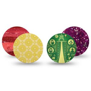 ExpressionMed Somewhere Over the Rainbow Variety Pack Freestyle Libre 3 and Libre 3 Plus Overpatch, 4-Pack Tape Variety, Ruby And Gold Prints, Adhesive Patch CGM Design