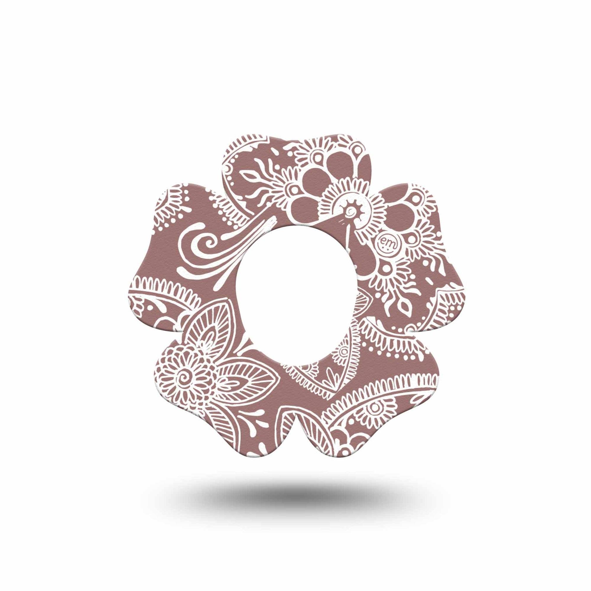ExpressionMed Henna Dexcom G7 Flower Shape Tape, Dexcom Stelo Glucose Biosensor System, Single Tape Ornamental Henna Plaster CGM Design
