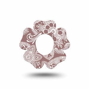 ExpressionMed Henna Dexcom G7 Flower Shape Tape, Dexcom Stelo Glucose Biosensor System, Single Tape Ornamental Henna Plaster CGM Design