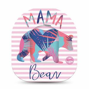 ExpressionMed Mama Bear Omnipod Surface Center Sticker and Mini Tape Tropical Animal Mama Inspired Vinyl Sticker and Tape Design Pump Design