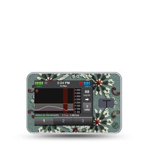 ExpressionMed Green Embroidery Tandem T-Slim Sticker, Single Sticker Only Fall Winter Themed, Vinyl Decoration Pump Design