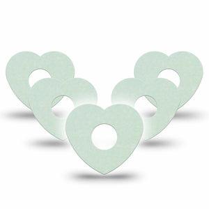 ExpressionMed Mint Green Freestyle Libre 3 and Libre 3 Plus Heart Shape Tape, 5-Pack Tape Basic Color, Patch CGM Design