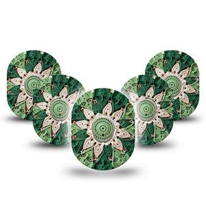ExpressionMed Knit Monstera Dexcom G7 and Dexcom Stelo Glucose Biosensor System, 5-Pack Tape and 5-Pack Sticker Hand knitted inspired floral Accessories for Continuous Glucose Monitor