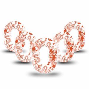ExpressionMed Lava Coil Floral Dexcom G6 Mini Tape 5- Pack Tape Cute Sunset Orange Snake Pattern, Adhesive Tape CGM Design
