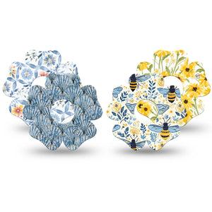 ExpressionMed Sunny Coast Freestyle Libre 3 and Libre 3 Plus Flower, 4-Pack Tape Fun decorative prints Adhesive Tape for Continuous Glucose Monitor
