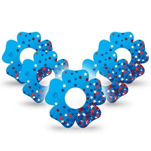 ExpressionMed Confetti Stars Infusion Set Flower Shape Tape 10-Pack Tape Summer Fun Confetti, Plaster Continuous Glucose Monitor Design