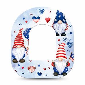 ExpressionMed Summer Gnomies Omnipod Tape Single Americana flowers themed Adhesive Patch Pump Design