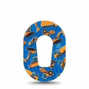 ExpressionMed Construction Trucks Dexcom G6 Mini Tape, Single Tape Construction Vehicle, Adhesive Tape CGM Design