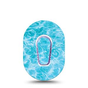 ExpressionMed Sunlit Water Dexcom G6 Mini, Single Tape and Single Sticker Blue water Waterproof Adhesive Tape for CGM