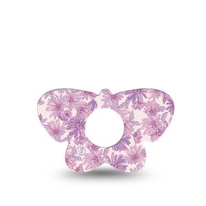 ExpressionMed Purple Daisy Infusion Set Butterfly Shape Tape, 5-Pack Tape Lilac Daisy Garden, Plaster Continuous Glucose Monitor Design