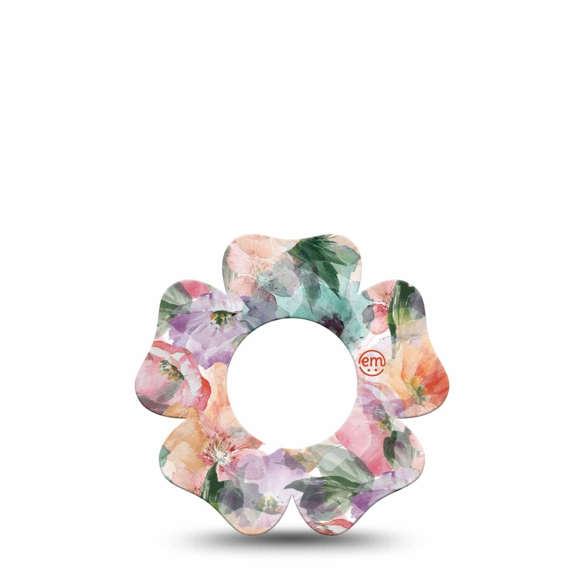 ExpressionMed Flower Clouds Freestyle Libre 2 Flower Shape Tape, Abbott Lingo, Single Tape Soft-Colored Textured Florals, Adhesive Patch CGM Design