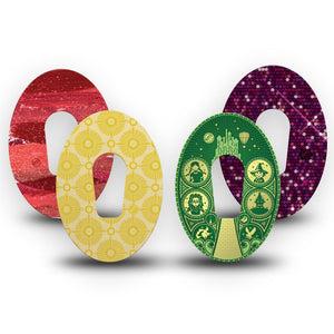 ExpressionMed Somewhere Over the Rainbow Variety Pack Dexcom G6 Tape, 4-Pack Tape Variety, Ruby And Gold Prints, Plaster Continuous Glucose Monitor Design