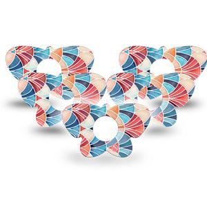 ExpressionMed Watercolor Fan Infusion Butterfly, 10-Pack Red blue fan shape Fixing Ring Tape For Pump