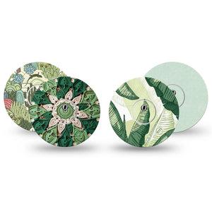ExpressionMed Tropical Greens Freestyle Libre 3 and Libre 3 Plus, tape and sticker  tropical green leaves Fixing Ring Tape for Continuous Glucose Monitor