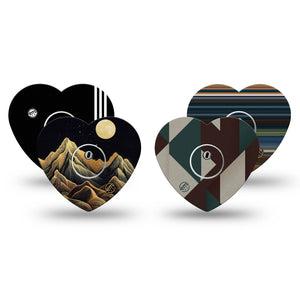 ExpressionMed Active Black Freestyle Libre 3 and Libre 3 Plus Heart, tape and sticker  Sporty and moody Patch for CGM