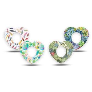 ExpressionMed Desert Succulent Variety Pack  Dexcom G7 Heart Shape Tape, Dexcom Stelo Glucose Biosensor System, 4-Pack Tape Variety Desert Vegetation Florals, Overlay Patch CGM Design