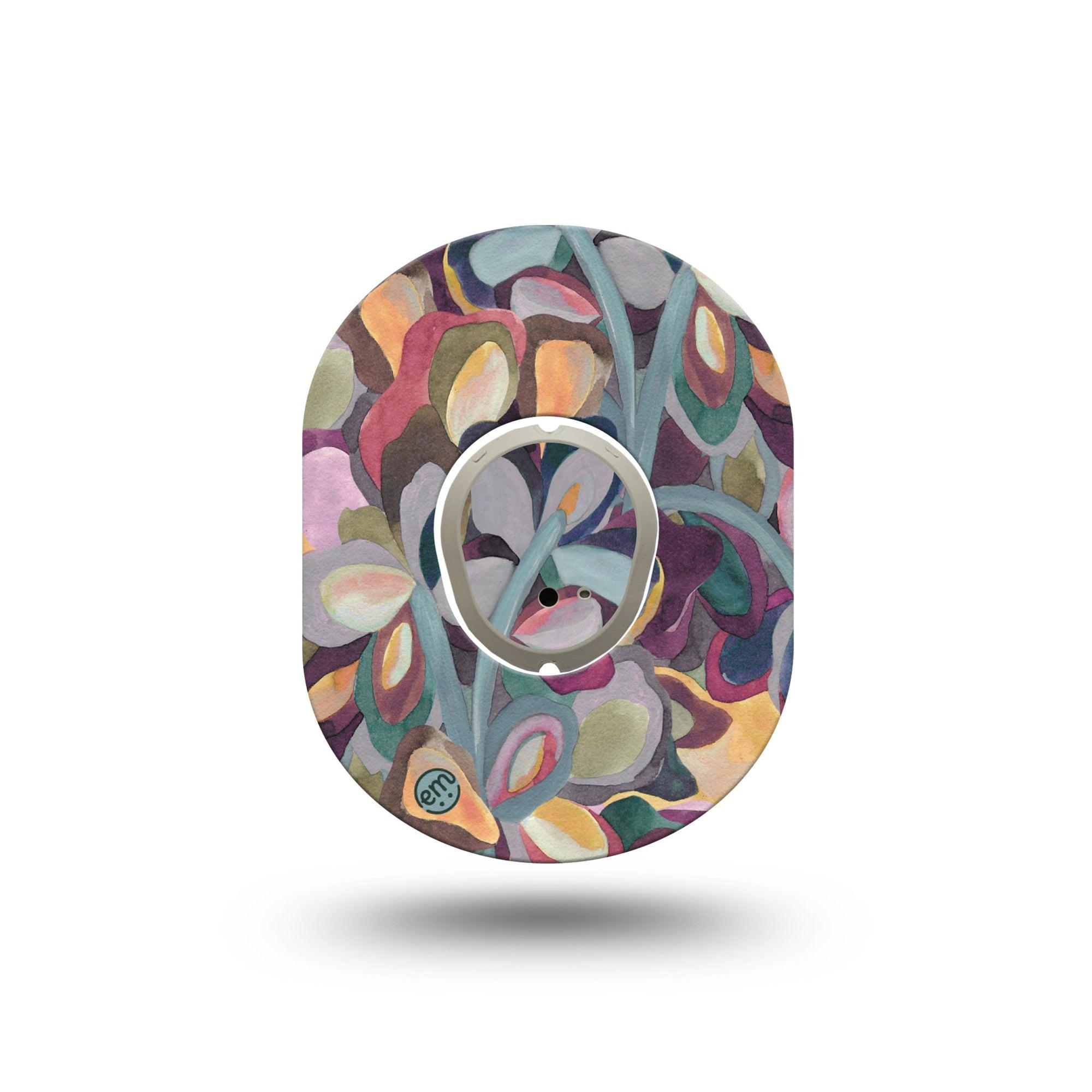 ExpressionMed Abstract Leaves Dexcom G7 Mini Tape, Dexcom Stelo Glucose Biosensor System,  Single Tape and Single Sticker Contemporary Floral Painting Inspired Patch Continuous Glucose Monitor Design