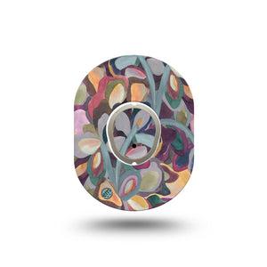 ExpressionMed Abstract Leaves Dexcom G7 Mini Tape, Dexcom Stelo Glucose Biosensor System,  Single Tape and Single Sticker Contemporary Floral Painting Inspired Patch Continuous Glucose Monitor Design