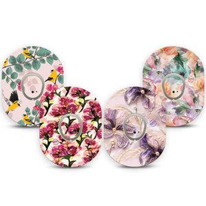 ExpressionMed Warm Florals Dexcom G7 and Dexcom Stelo Glucose Biosensor System, tape and sticker  Blush pinks and purples Decorative Decal for CGM