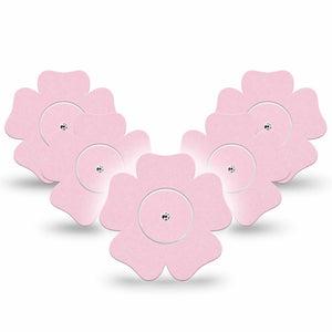 ExpressionMed Baby Pink Freestyle Libre 2 and Libre 2 Plus Flower Shape Tape, Abbott Lingo, 5-Pack Tape and 5-Pack Sticker Light Cute Pink, Plaster CGM Design