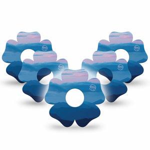 ExpressionMed Watercolor Skies Freestyle Libre 3 and Libre 3 Plus Flower Shape Tape 5-Pack Tape Dreamy Skies, Plaster CGM Design