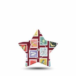 ExpressionMed Postage Stamp Freestyle Libre, Libre 2 Plus, and Abbott Lingo Star, Single Tape and Single Sticker Animals and floral postage Patch for CGM
