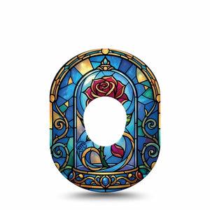 ExpressionMed Enchanted Rose Dexcom G7 and Dexcom Stelo Glucose Biosensor System, Single Tape magical glass rose Fixing Ring Patch for CGM