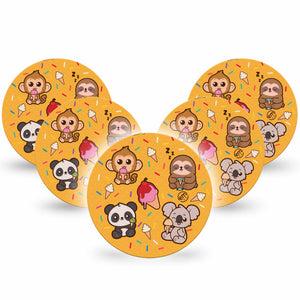 ExpressionMed Ice Cream Buddies Freestyle Libre and Libre 2 Plus Overpatch, Abbott Lingo, 5-Pack Tape Ice Cream Cone, Fixing Ring Patch CGM Design