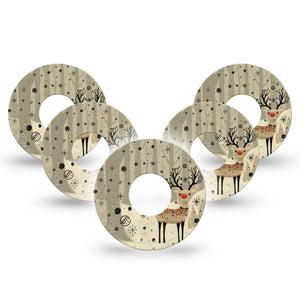 ExpressionMed Woodland Reindeer Infusion Set Tape, 10-Pack Tape Cozy Reindeer, Overlay Patch Continuous Glucose Monitor Design
