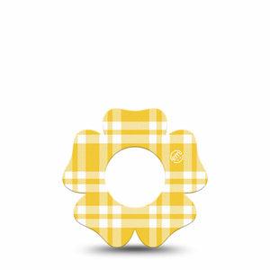 ExpressionMed yellow gingham Freestyle Libre, Libre 2 Plus, and Abbott Lingo Flower, Single Tape Yellow white checkered Decorative Adhesive Tape for CGM
