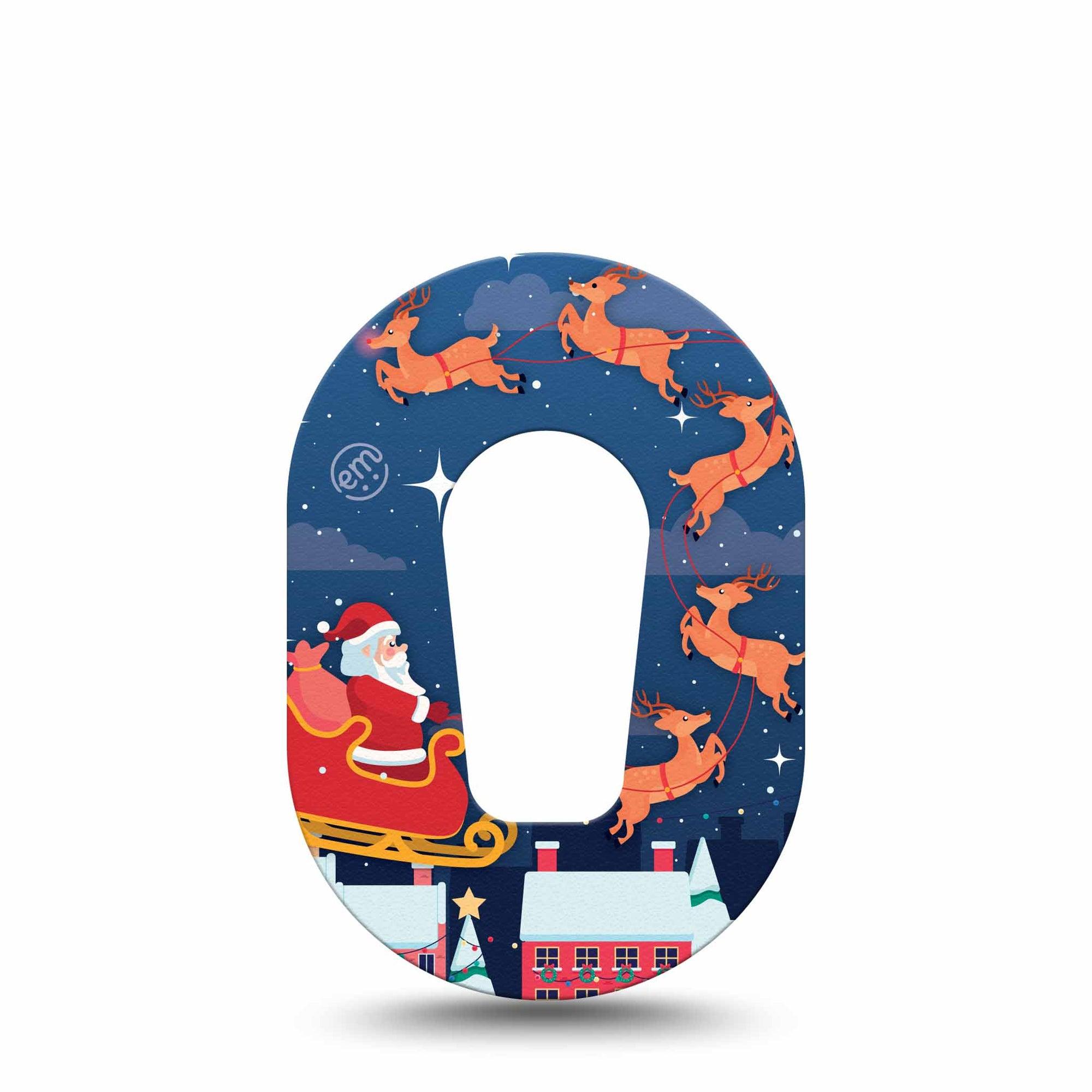 ExpressionMed Santa With Sled Dexcom G6 Mini Tape Single Tape Night Before Christmas Theme, Adhesive Tape CGM Design