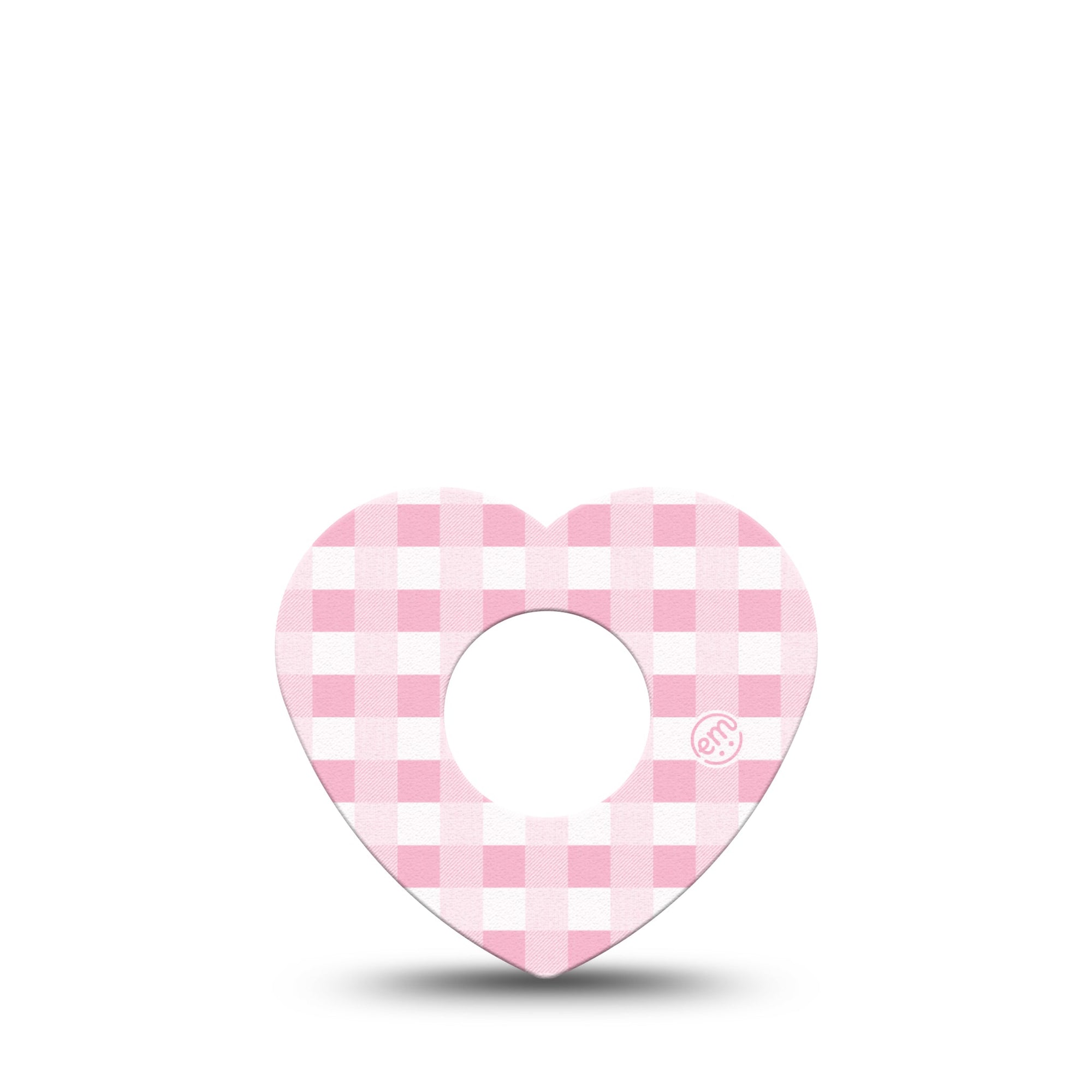 ExpressionMed Pink Gingham Infusion Set Heart Shape Tape 5-Pack Tape Pastel Check, Adhesive Tape Continuous Glucose Monitor Design