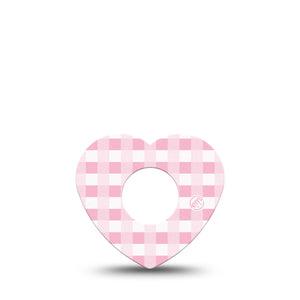 ExpressionMed Pink Gingham Infusion Set Heart Shape Tape 5-Pack Tape Pastel Check, Adhesive Tape Continuous Glucose Monitor Design