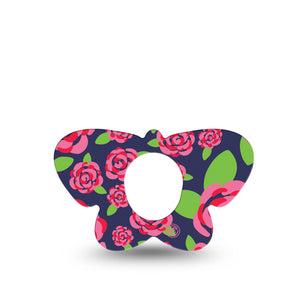 ExpressionMed Pretty Pink Roses Dexcom G7 Butterfly Shape Tape, Dexcom Stelo Glucose Biosensor System, Single Tape Elegant Roses, Adhesive Tape CGM Design