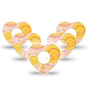 ExpressionMed Bright Sunshine Infusion Heart, 10-Pack cheerful yellow style Adhesive Tape For Pump