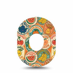 ExpressionMed Fruit Stickers Dexcom G7 and Dexcom Stelo Glucose Biosensor System, Single Tape Cartoonish fruits Fixing Ring Patch for CGM