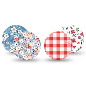 ExpressionMed Liberty Blooms Freestyle Libre 3 and Libre 3 Plus OverPatch, 4-Pack Tape independence day florals Plaster for CGM