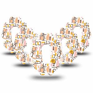 ExpressionMed Squiggles Dexcom G6 Flower Shape Tape, 5-Pack Tape Bright Pink Yellow Pattern, Adhesive Patch Continuous Glucose Monitor Design