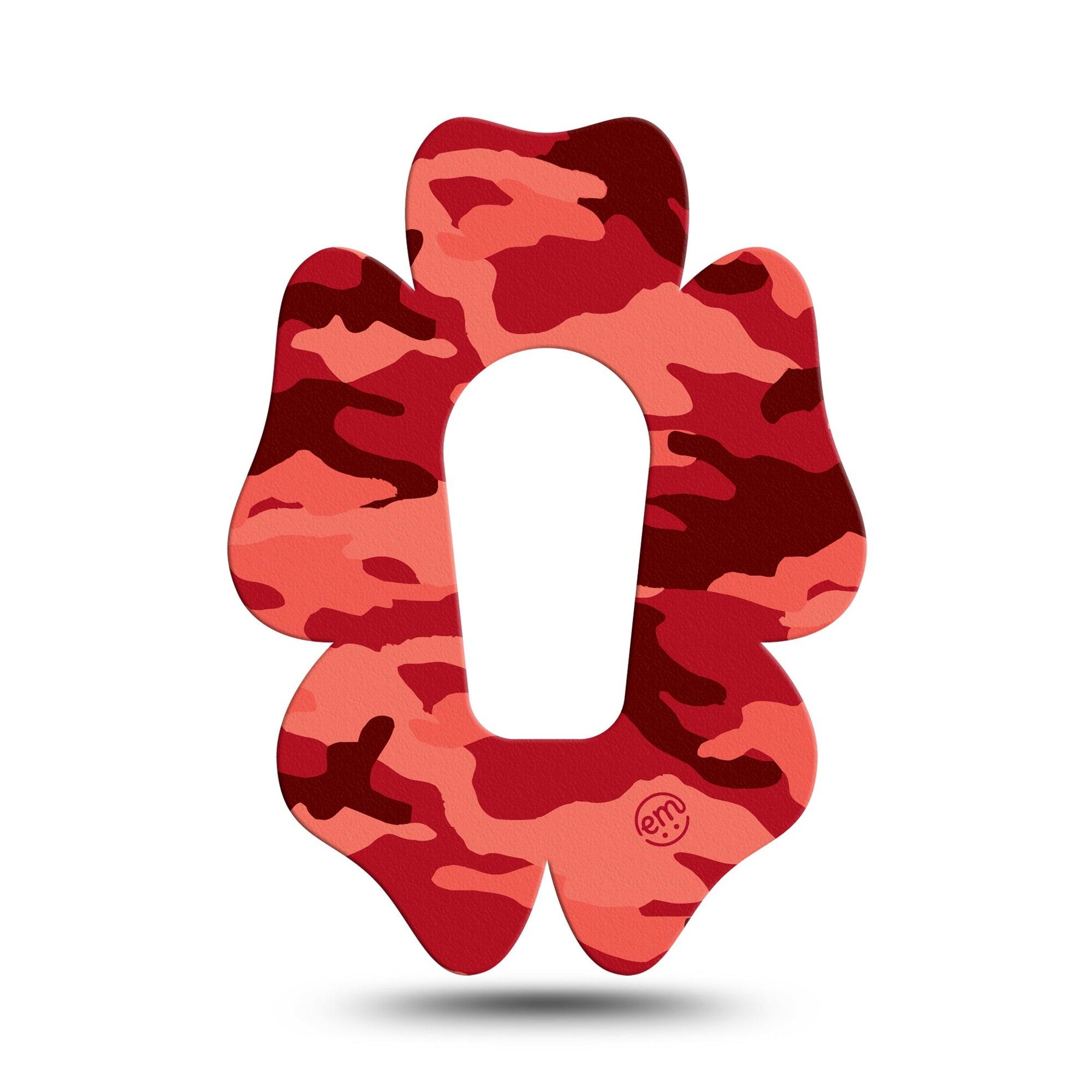 ExpressionMed Red Camo Dexcom G6 Flower Shape Tape Single Tape Camo Pattern, Adhesive Patch Continuous Glucose Monitor Design