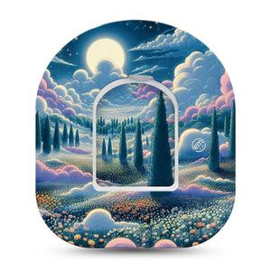 ExpressionMed Dreamy Landscape Omnipod Tape Single Tape and Single Sticker Dreamy Sky Scenery Adhesive Patch Pump Design